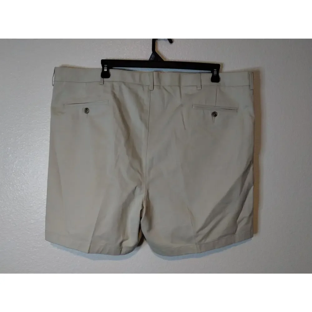 Lands' End Set of 2 Men Sz 46 Waist Tan Beige Khaki Chino Traditional Fit Shorts